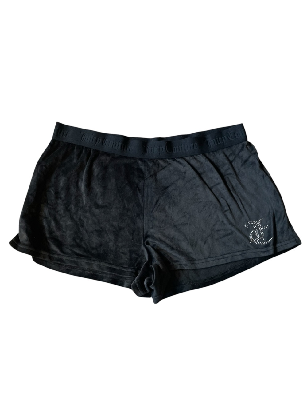 H9- Black Women’s Juicy Couture  XL Stretch Boxer Briefs with Rhinestone Accent